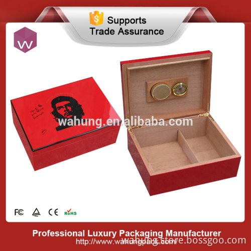 Newest Luxurious high glossy red wooden cigar box